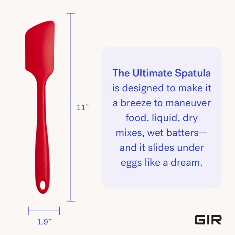 GIR: Get It Right Silicone Kitchen Spatula â€“ Non-Toxic, Heat-Resistant Cooking Utensil (Black, Studio White, Red, Navy, Slate, Sprinkles) (Red, Ultimate - 11IN) - Image 3
